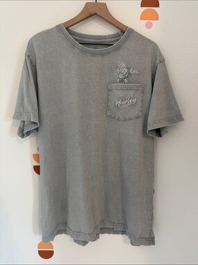 Hurley Men's Faded Gray Pocket Tee with Embroidered Logo N0094